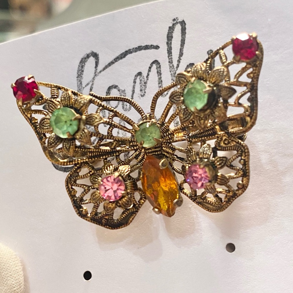 BROOCH-Czechoslovakian Butterfly Brooch Austrian Crystals